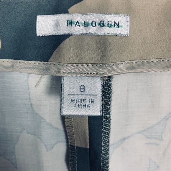 Nordstrom Halogen Size 8 Teal White Floral Knee Length Pencil skirt Stretch - Picture 3 of 4